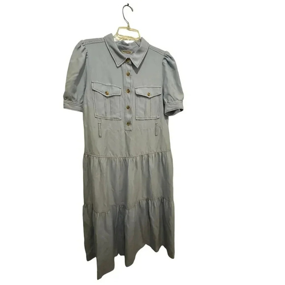 Soft Surroundings Tiered Button-Up Casual Midi Shirt Dress Size S denim - Picture 1 of 10